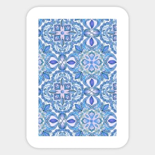 Cornflower Blue, Lilac & White Floral Pattern Sticker